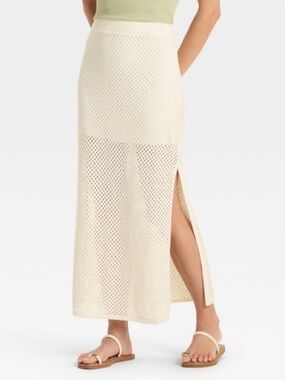 Universal Thread Cream Crochet Maxi Sweater Skirt